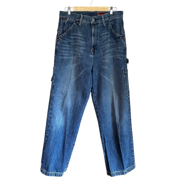 Guess Vintage Cargo Jeans Medium Wash 100% Cotton 34x32 - Picture 1 of 9
